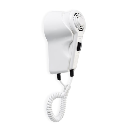 Wall-mounted electrical hairdryer with push button starter