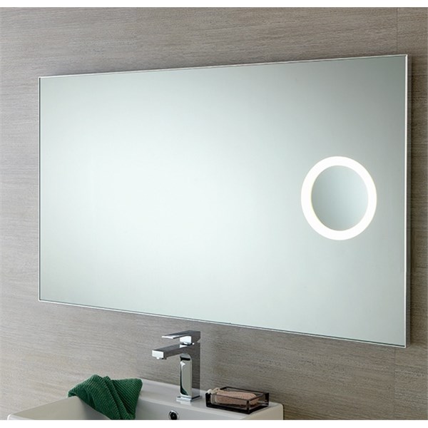 Rectangular mirror with enlarging mirror 2x LED