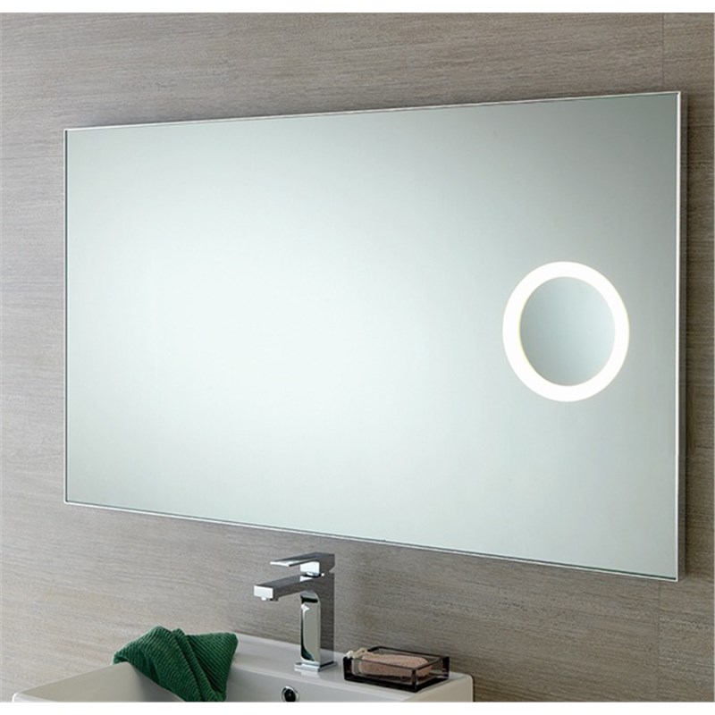 Rectangular mirror with enlarging mirror 2x LED
