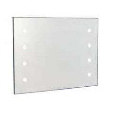 Backlit mirror with 8 led spots, with chromed frame