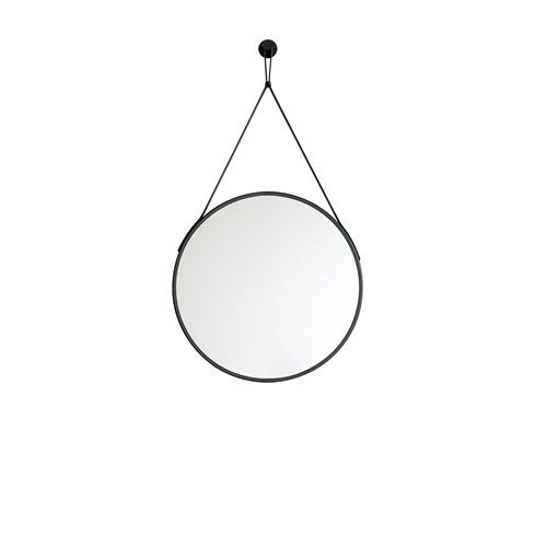 Mirror with leather belt