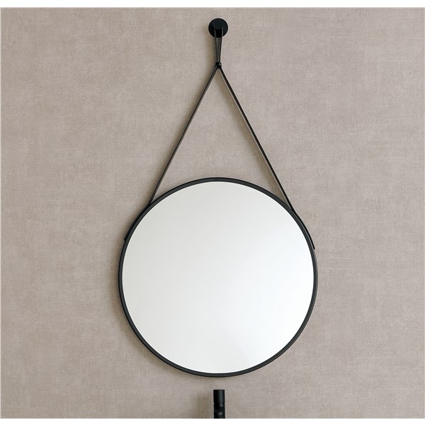 Mirror with leather belt