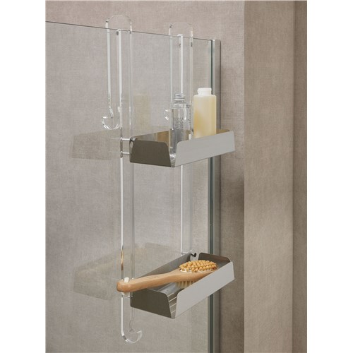 Rectangular structure for shower with 2 shelves and 2 robe-hook