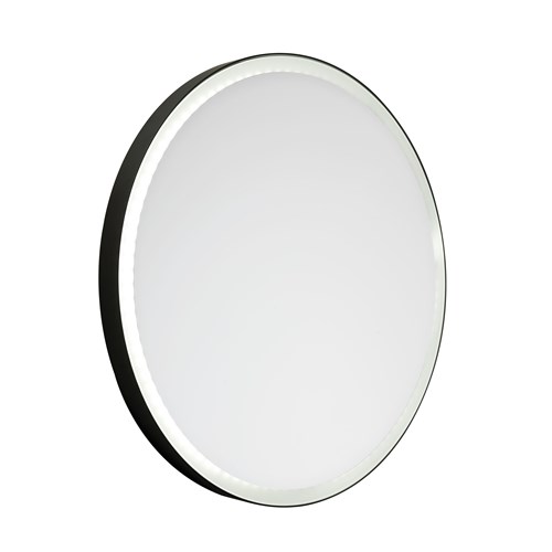 Round mirror with metal and backlighting