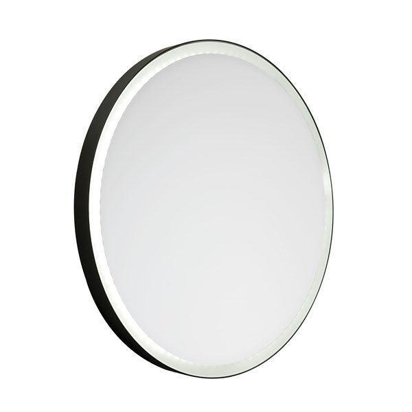 Round mirror with metal and backlighting