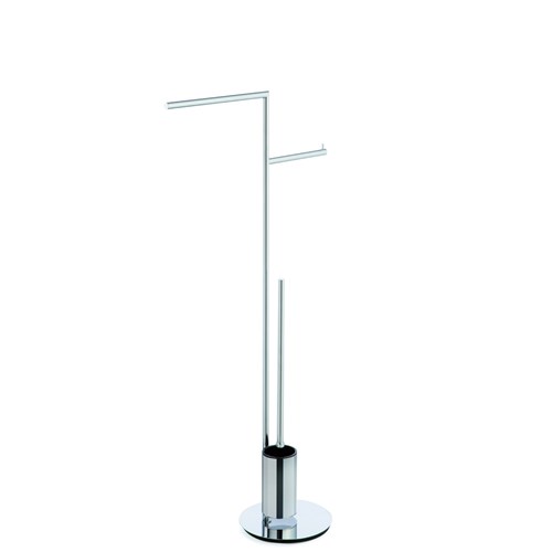 Free-standing upright: paper holder, towel rail and toilet-brush holder.