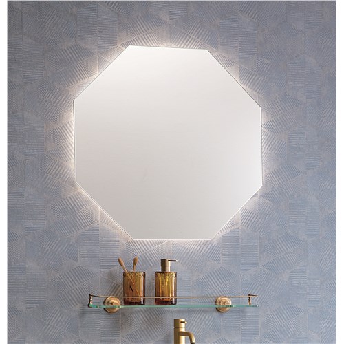 Contoured mirror with perimeter LED