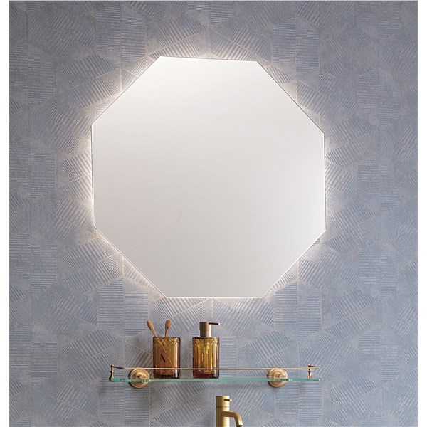 Contoured mirror with perimeter LED