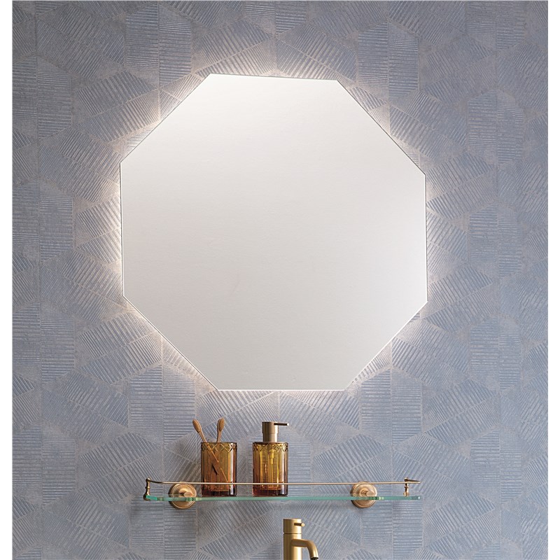 Contoured mirror with perimeter LED