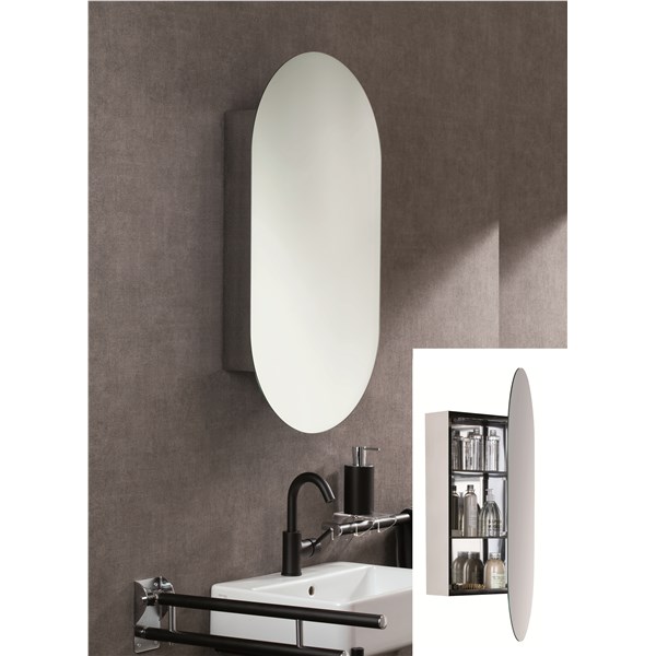 Mirror with container in stainless steel