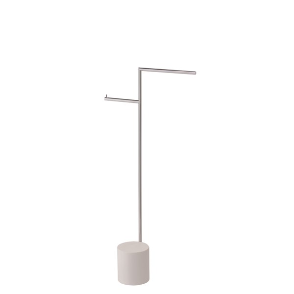 Free-standing upright: toilet brush holder, soap dish, towel holder and paper holder