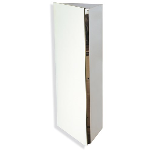 Corner mirror with container in stainless steel