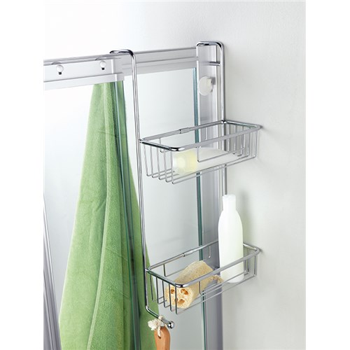 Rectangular structure for shower with 2 shelves and robe-hook