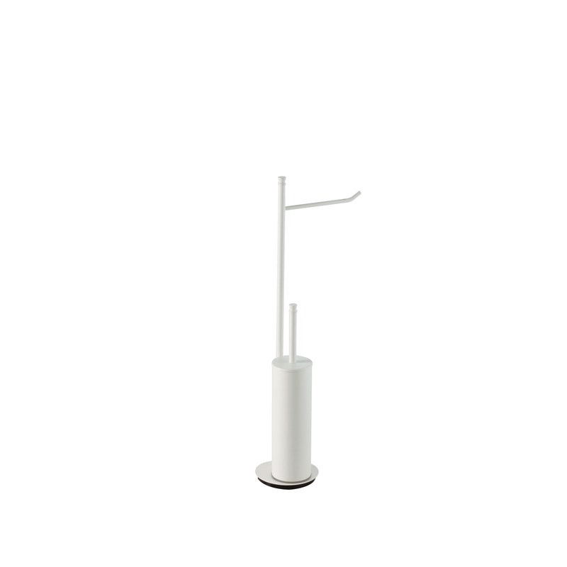 Free-standing upright: paper holder toilet-brush  - White Matt