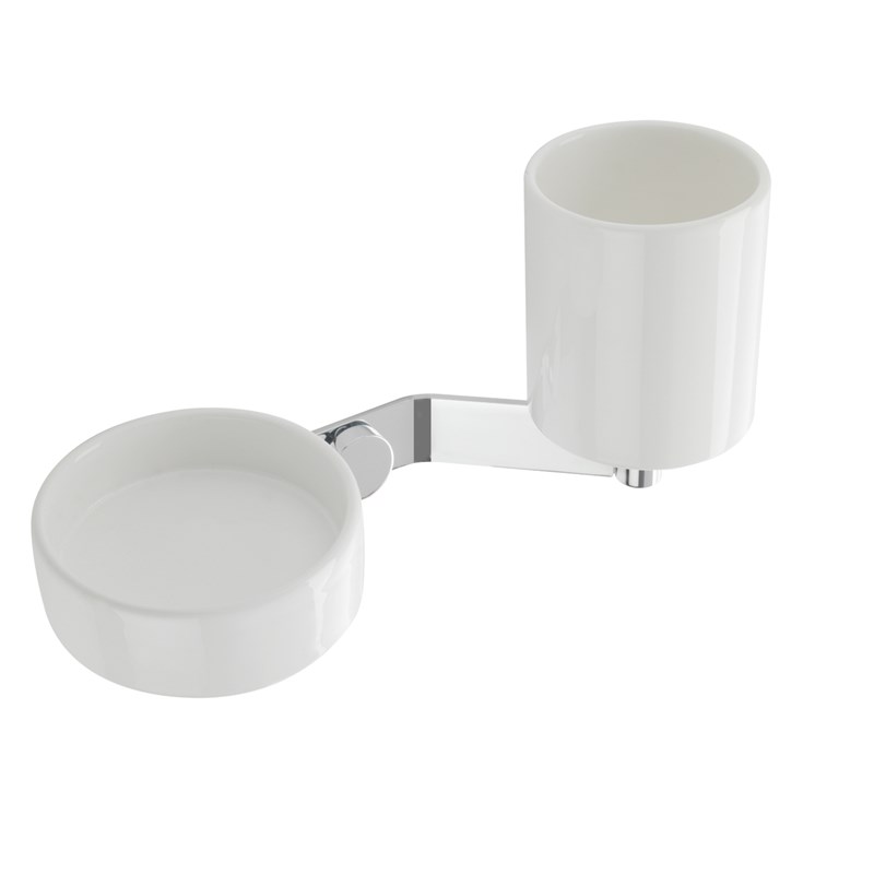 Wall mounted soap dish and tumbler