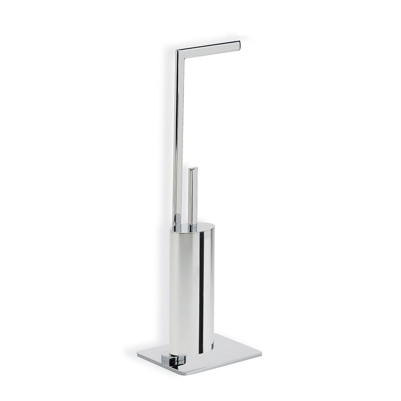 Free-standing upright: paper holder and toilet-brush holder