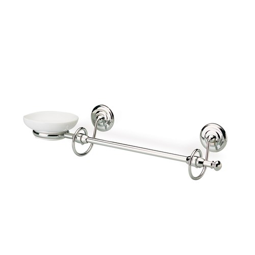 Towel rail with soap dish