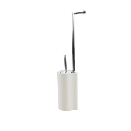 Free-standing upright: paper holderand toilet-brush holder