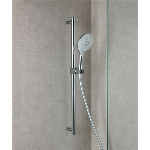 Brass safety handle 80 cm + Hand shower complete with support and hose + Robe hook